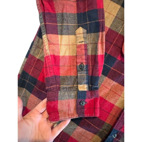 Volcom Flannel Shirt Mens XL Modern Fit Plaid Long Sleeve Button Front Red Navy - Picture 5 of 13